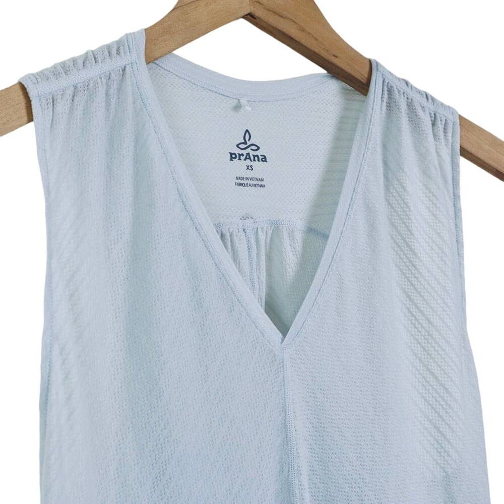 Prana Size XS Semi Sheer Tank Top Lightweight V Neck Tunic Light Blue - Picture 3 of 8